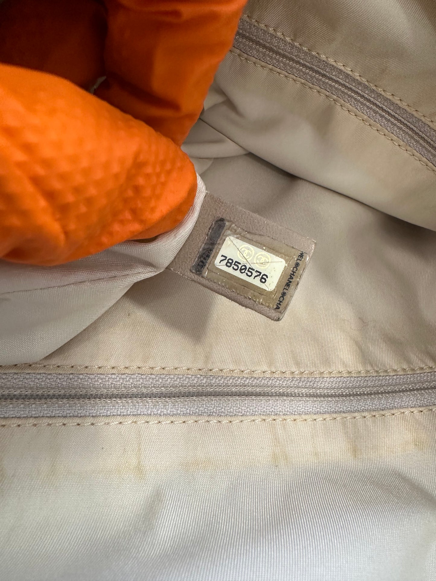 017762 - Chanel Beige Jacquard Nylon