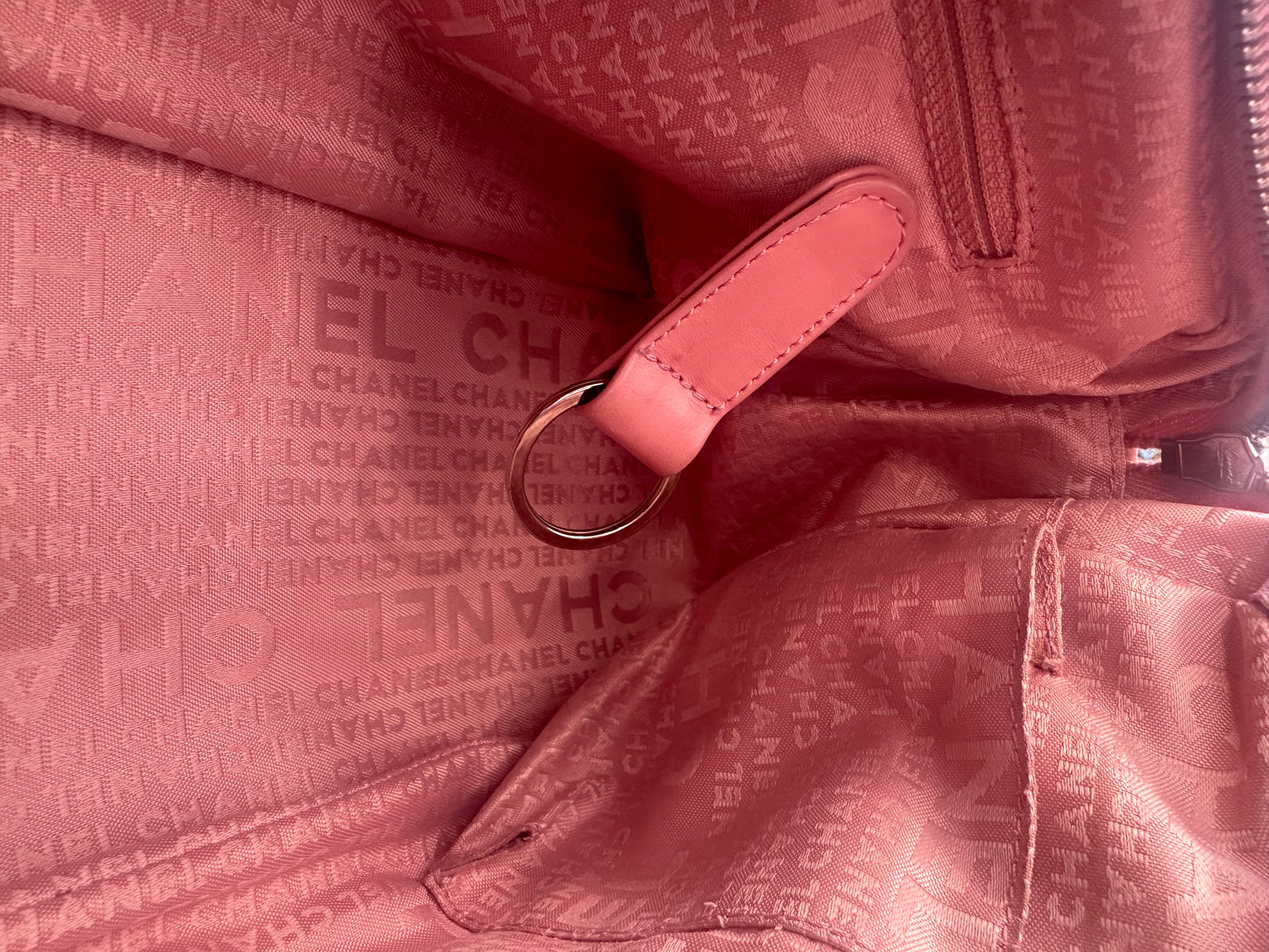 Chanel Pink Calfskin Wild Stitch Choco Bar