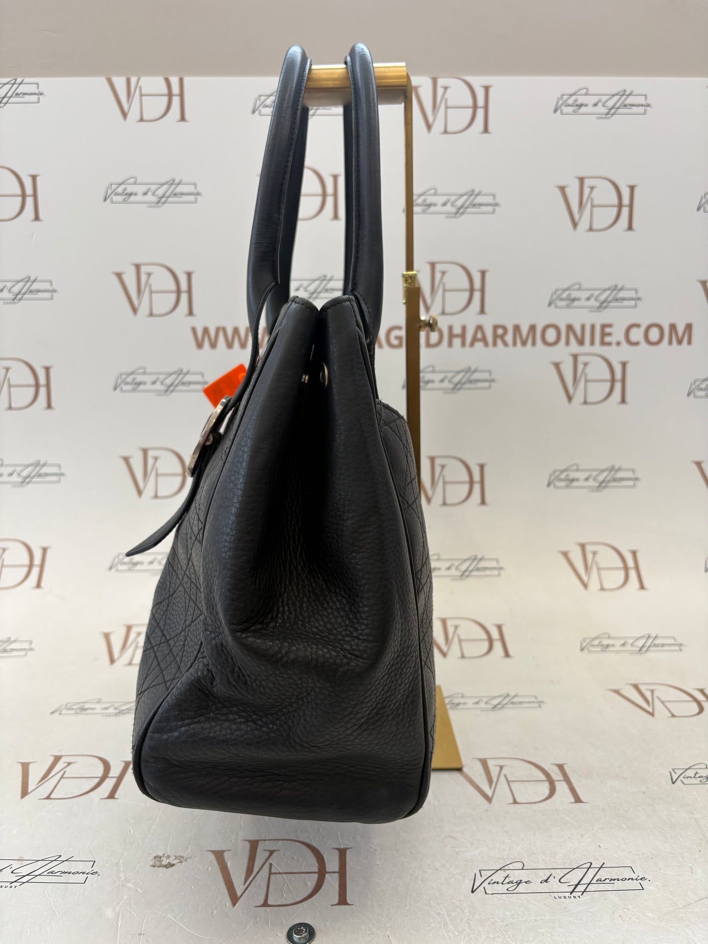 018113 - Christian Dior Black Leather Cannage Tote