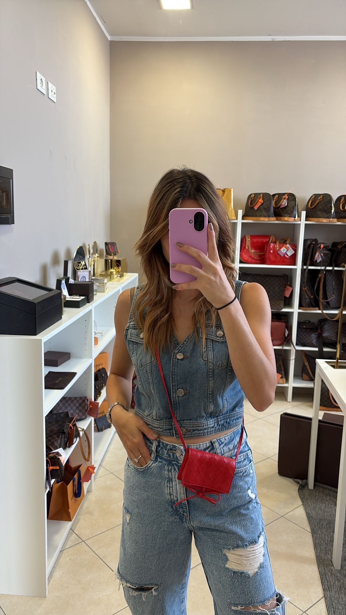 Bottega Veneta Intrecciato Red Pochette