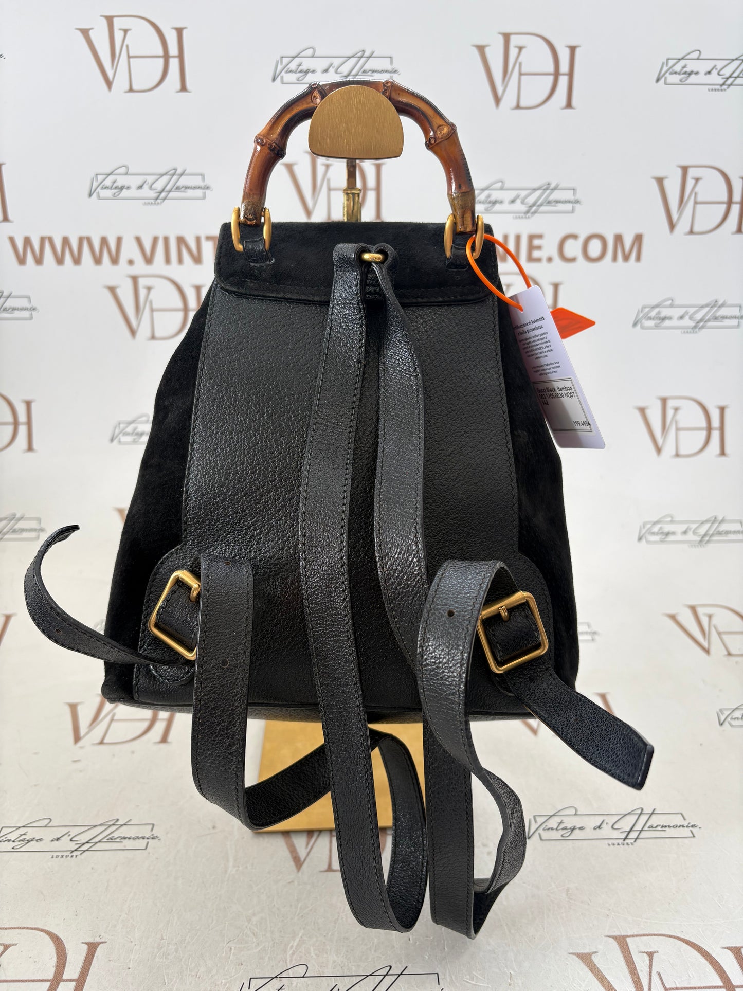 018223 - Gucci Black Bamboo Backpack