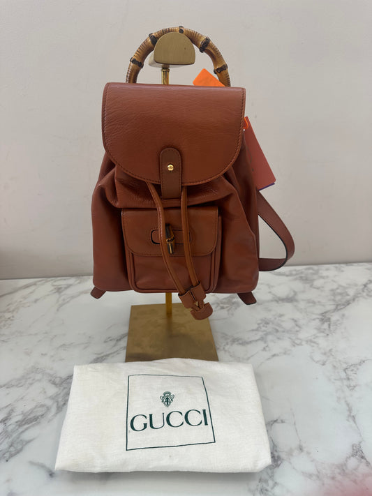 Gucci Brown Bamboo Backpack