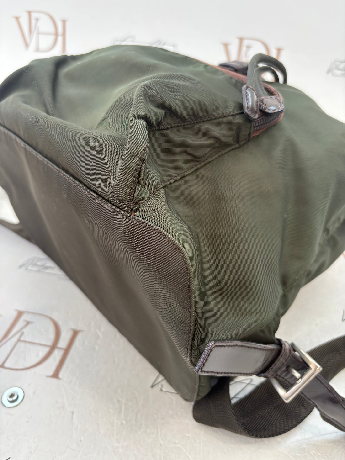 018162 - Prada Khaki Nylon Backpack