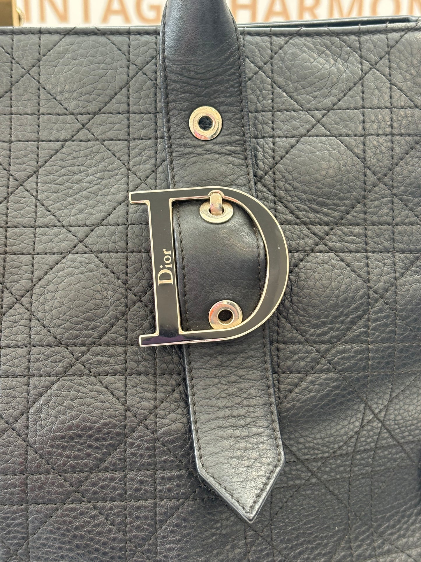 018113 - Christian Dior Black Leather Cannage Tote