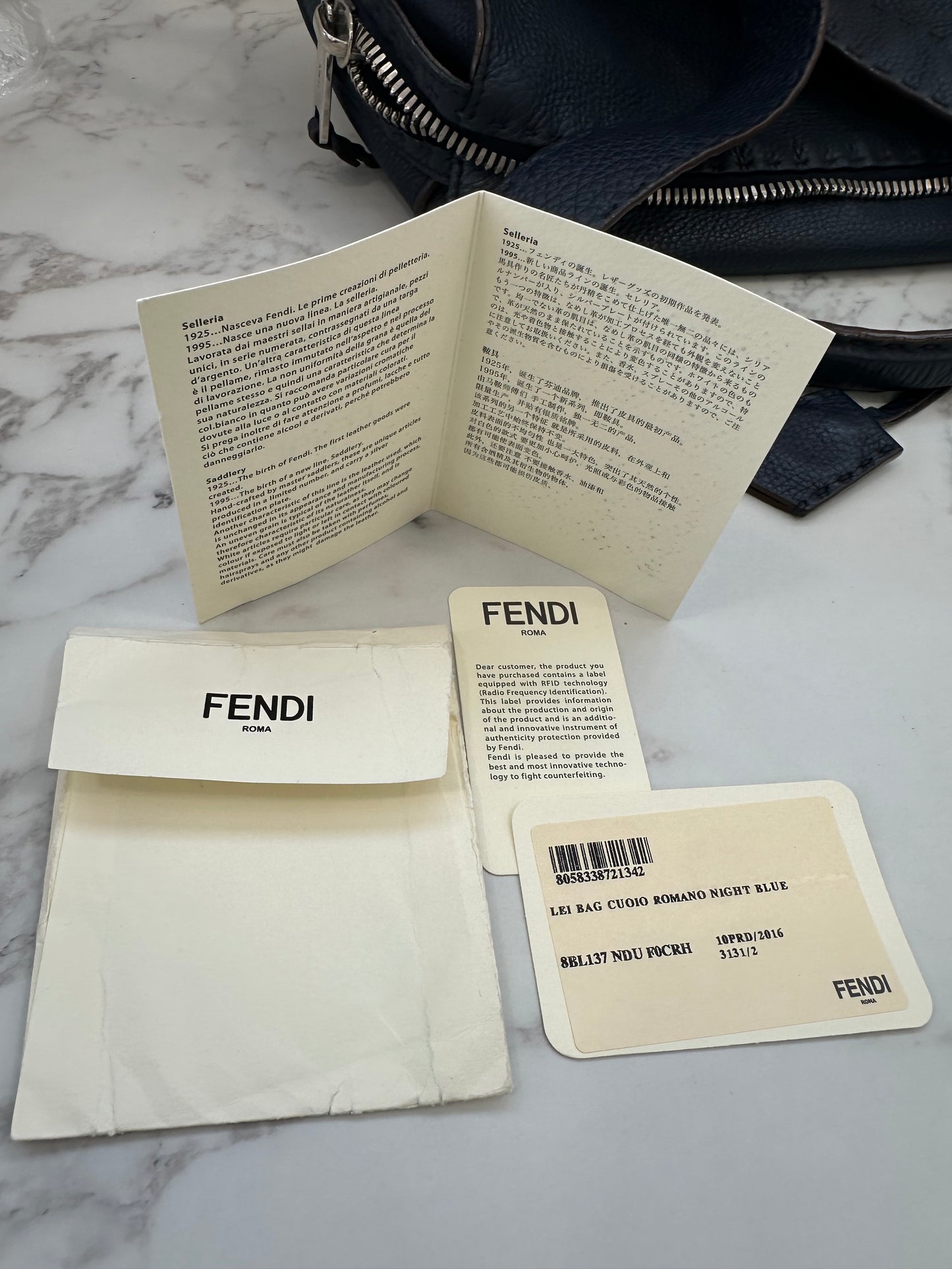Fendi Blue Leather