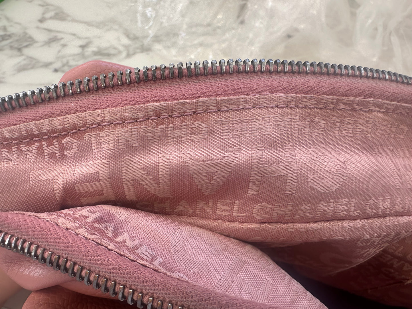 Chanel Pink Calfskin Wild Stitch Choco Bar