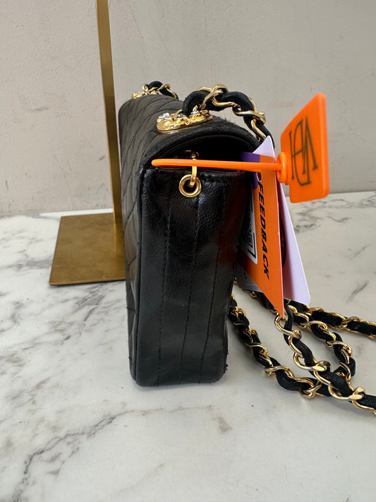 Chanel Black Lambskin Single Chain