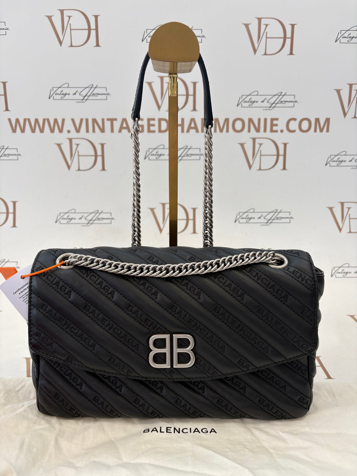018562 - Balenciaga Black BB Round Chain