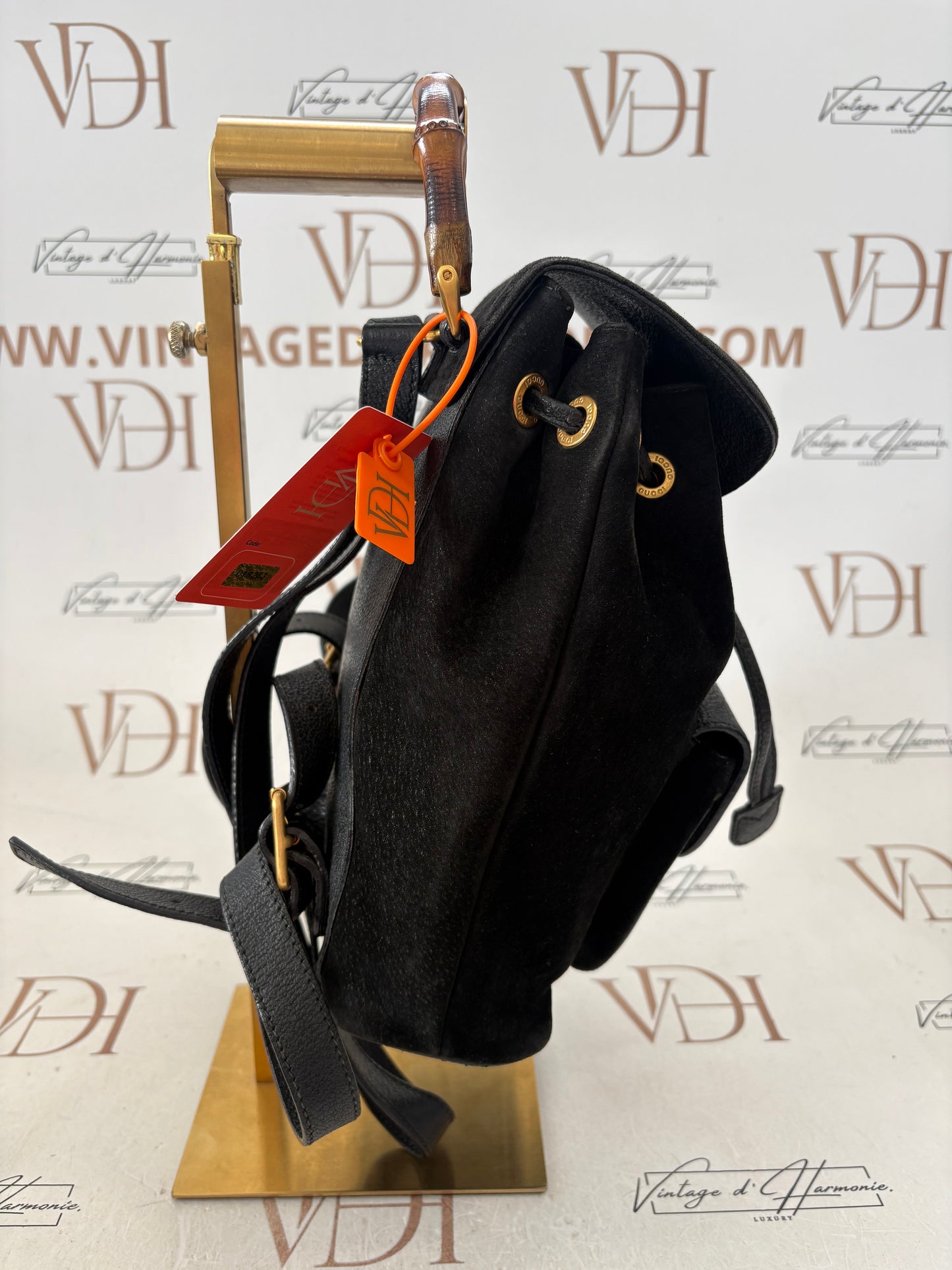 018223 - Gucci Black Bamboo Backpack
