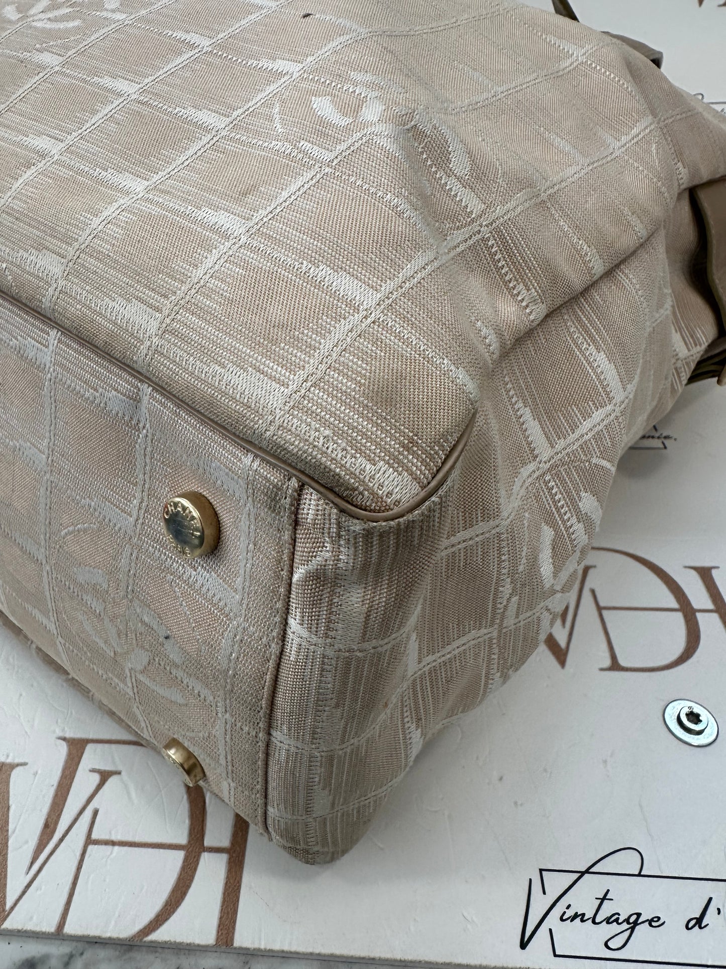 017762 - Chanel Beige Jacquard Nylon