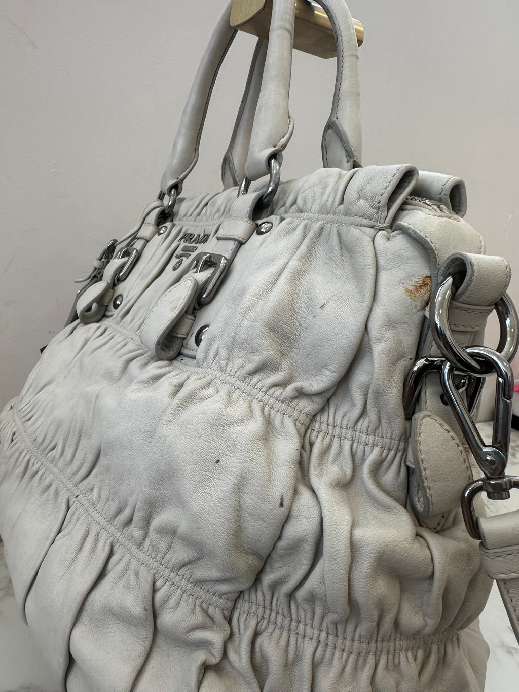 Prada Gaufre Beige Strap