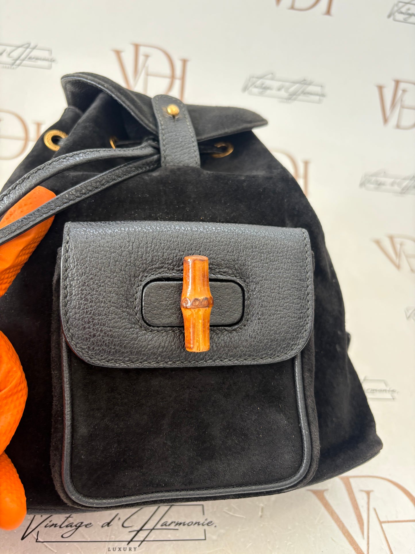 018223 - Gucci Black Bamboo Backpack