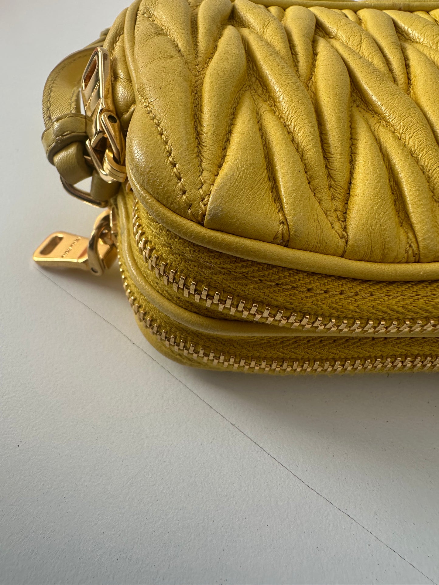 Miu Miu Matelasse Mini Yellow