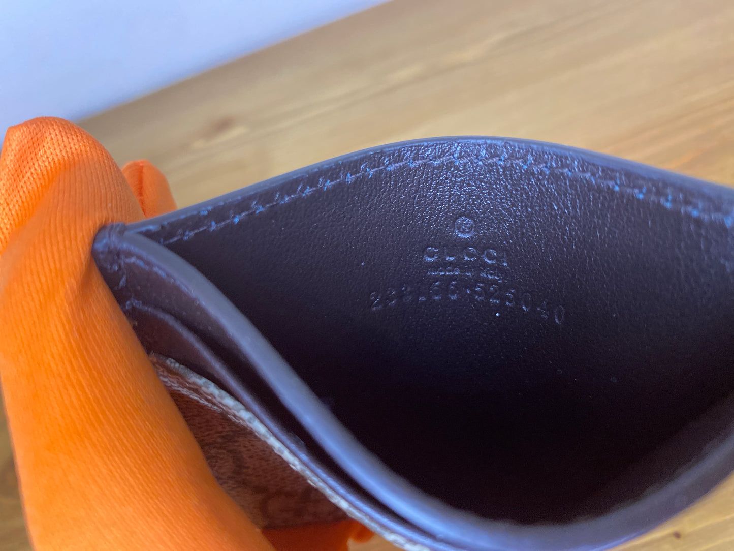 Portacarte Gucci in pelle marrone scuro